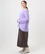 OLFBD19069 eur3(エウルキューブ) 【大きいサイズ/a.v.v×eur3】フェザーヤーンVネックニット ラベンダー(60)