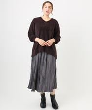 OLFBD19069 eur3(エウルキューブ) 【大きいサイズ/a.v.v×eur3】フェザーヤーンVネックニット ダークブラウン(87)
