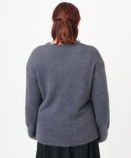OLFBD19069 eur3(エウルキューブ) 【大きいサイズ/a.v.v×eur3】フェザーヤーンVネックニット ダークグレー(93)