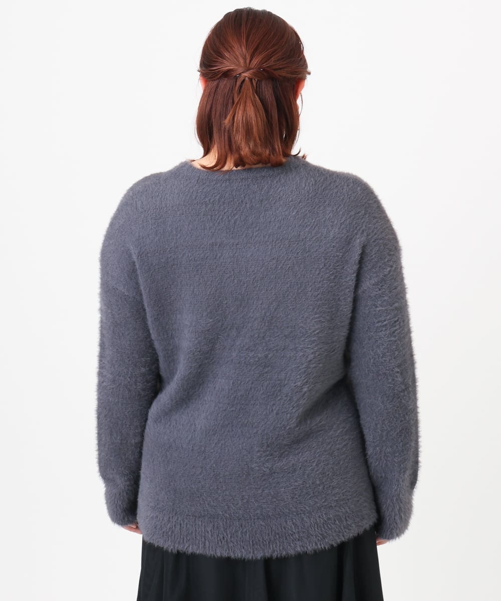 OLFBD19069 eur3(エウルキューブ) 【大きいサイズ/a.v.v×eur3】フェザーヤーンVネックニット ダークグレー(93)