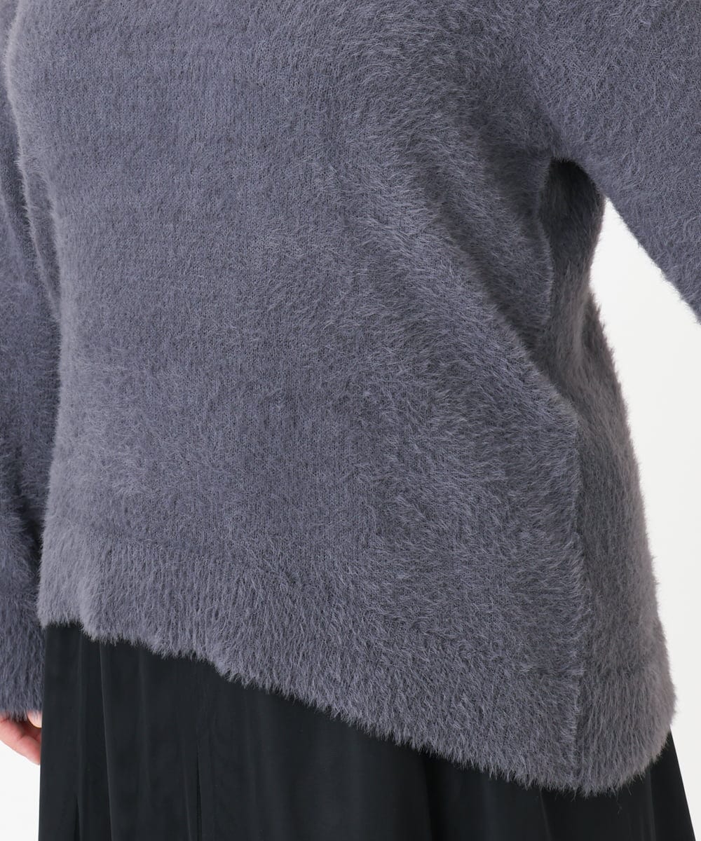 OLFBD19069 eur3(エウルキューブ) 【大きいサイズ/a.v.v×eur3】フェザーヤーンVネックニット ダークグレー(93)