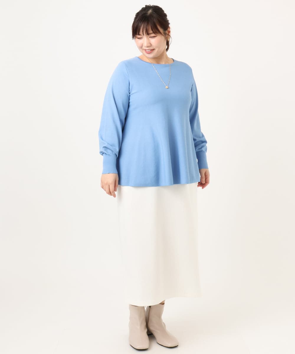 OLFCD01089 eur3(エウルキューブ) 【大きいサイズ】ペプラムニット ライトブルー(50)