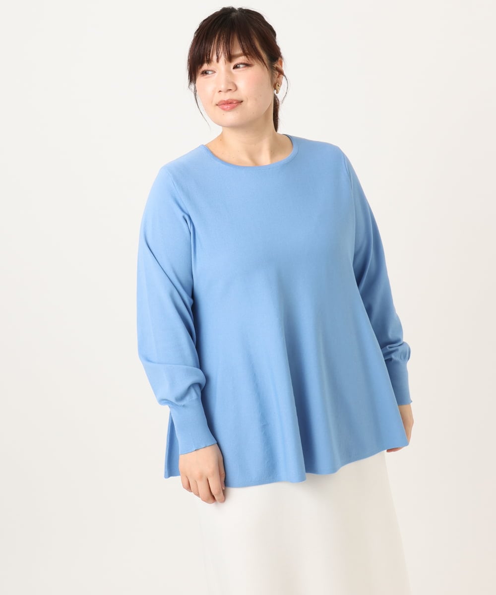 OLFCD01089 eur3(エウルキューブ) 【大きいサイズ】ペプラムニット ライトブルー(50)