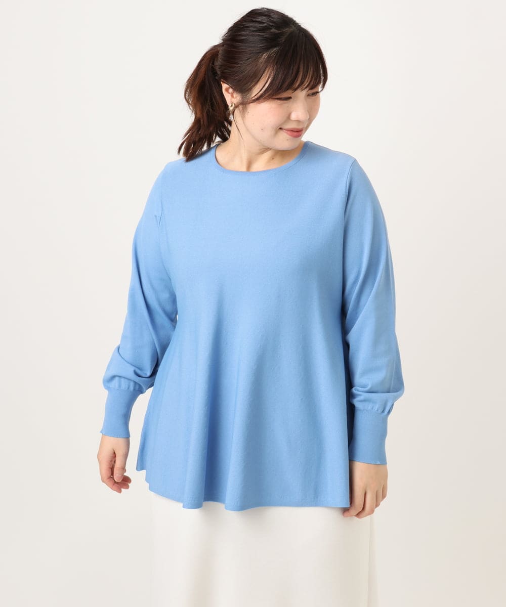 OLFCD01089 eur3(エウルキューブ) 【大きいサイズ】ペプラムニット ライトブルー(50)