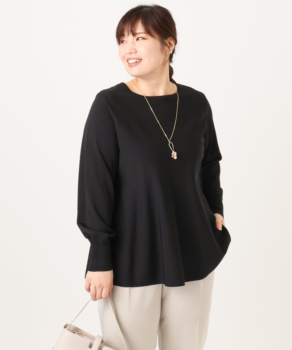 OLFCD01089 eur3(エウルキューブ) 【大きいサイズ】ペプラムニット ブラック(94)