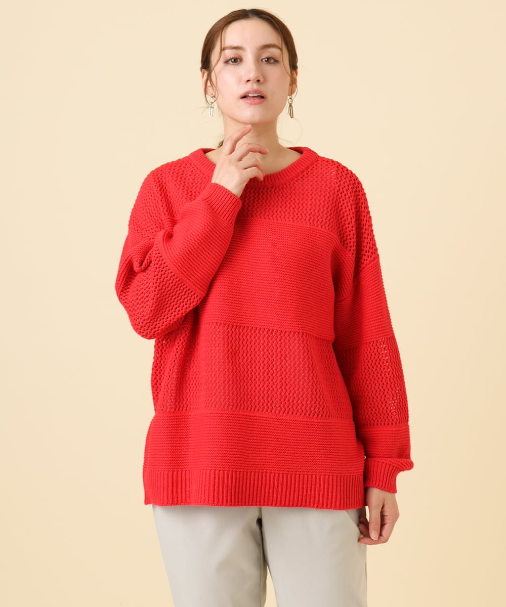 OLFCD03074 eur3(エウルキューブ) 【大きいサイズ/a.v.v×eur3】メッシュニット レッド(05)