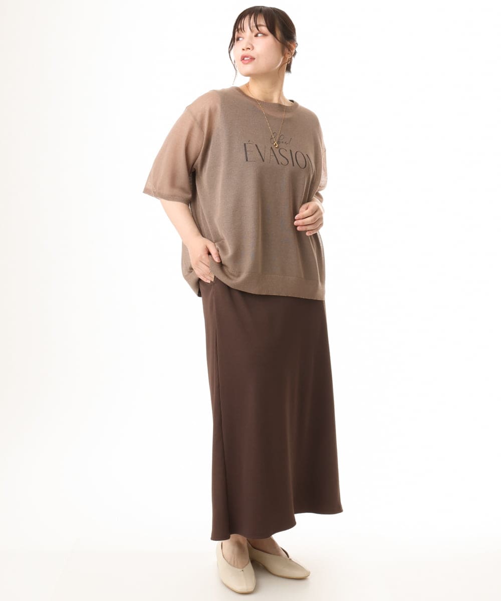 OLFHD07069 eur3(エウルキューブ) 【大きいサイズ/a.v.v×eur3】シア―ロゴプリントニット モカ