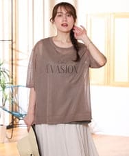 OLFHD07069 eur3(エウルキューブ) 【大きいサイズ/a.v.v×eur3】シア―ロゴプリントニット モカ