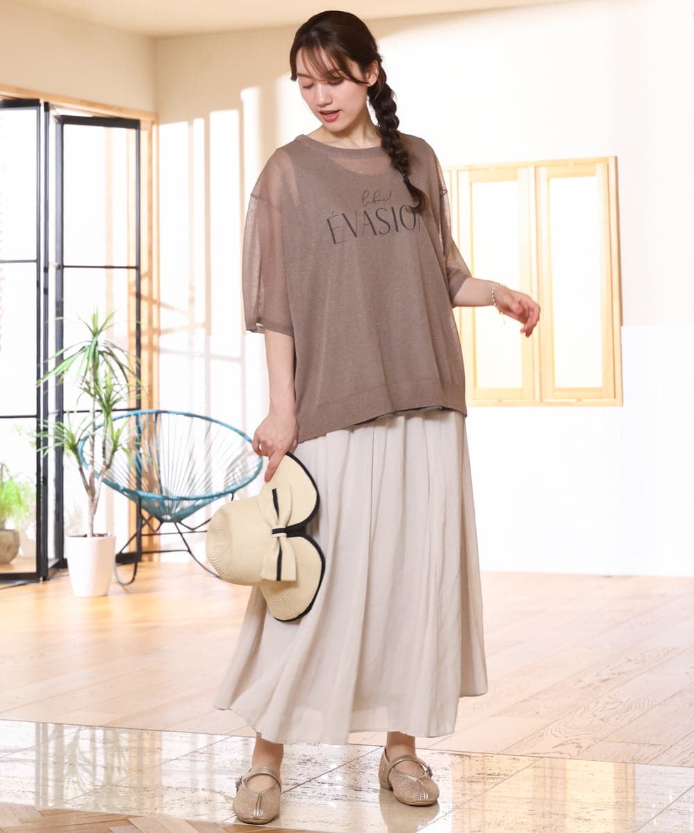 OLFHD07069 eur3(エウルキューブ) 【大きいサイズ/a.v.v×eur3】シア―ロゴプリントニット モカ