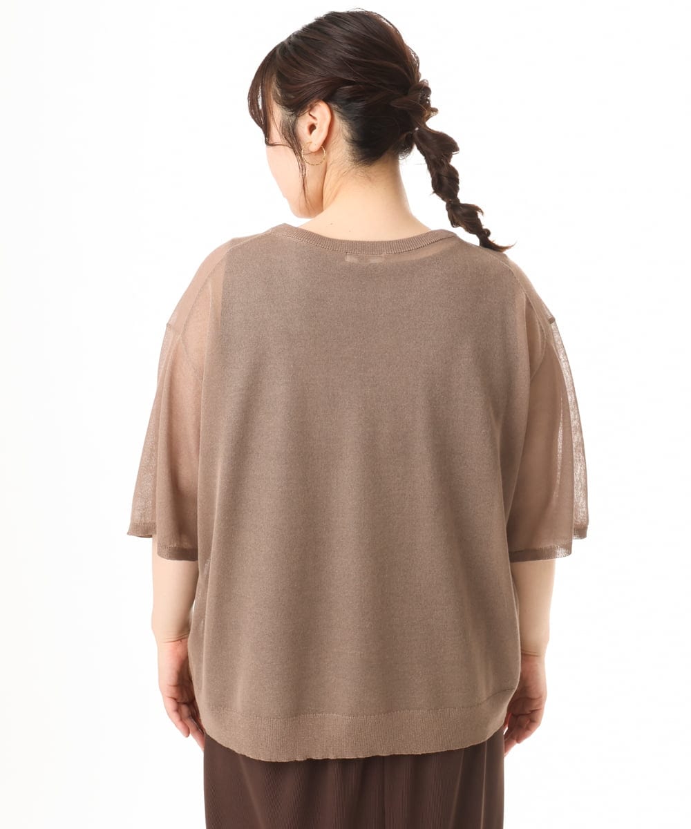 OLFHD07069 eur3(エウルキューブ) 【大きいサイズ/a.v.v×eur3】シア―ロゴプリントニット モカ