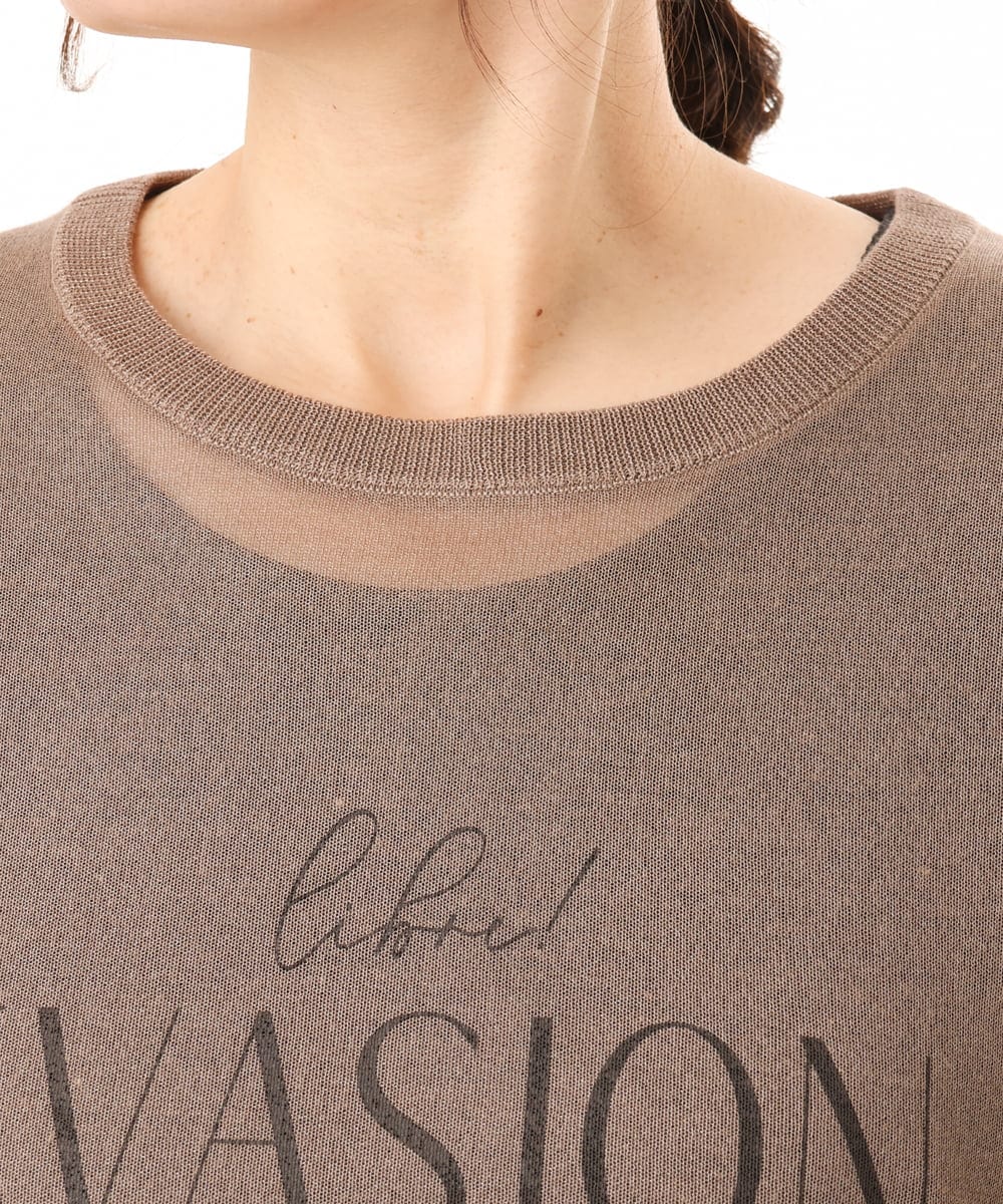 OLFHD07069 eur3(エウルキューブ) 【大きいサイズ/a.v.v×eur3】シア―ロゴプリントニット モカ