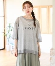 OLFHD07069 eur3(エウルキューブ) 【大きいサイズ/a.v.v×eur3】シア―ロゴプリントニット グレー