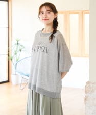 OLFHD07069 eur3(エウルキューブ) 【大きいサイズ/a.v.v×eur3】シア―ロゴプリントニット グレー