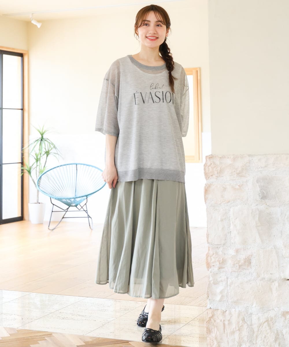 OLFHD07069 eur3(エウルキューブ) 【大きいサイズ/a.v.v×eur3】シア―ロゴプリントニット グレー
