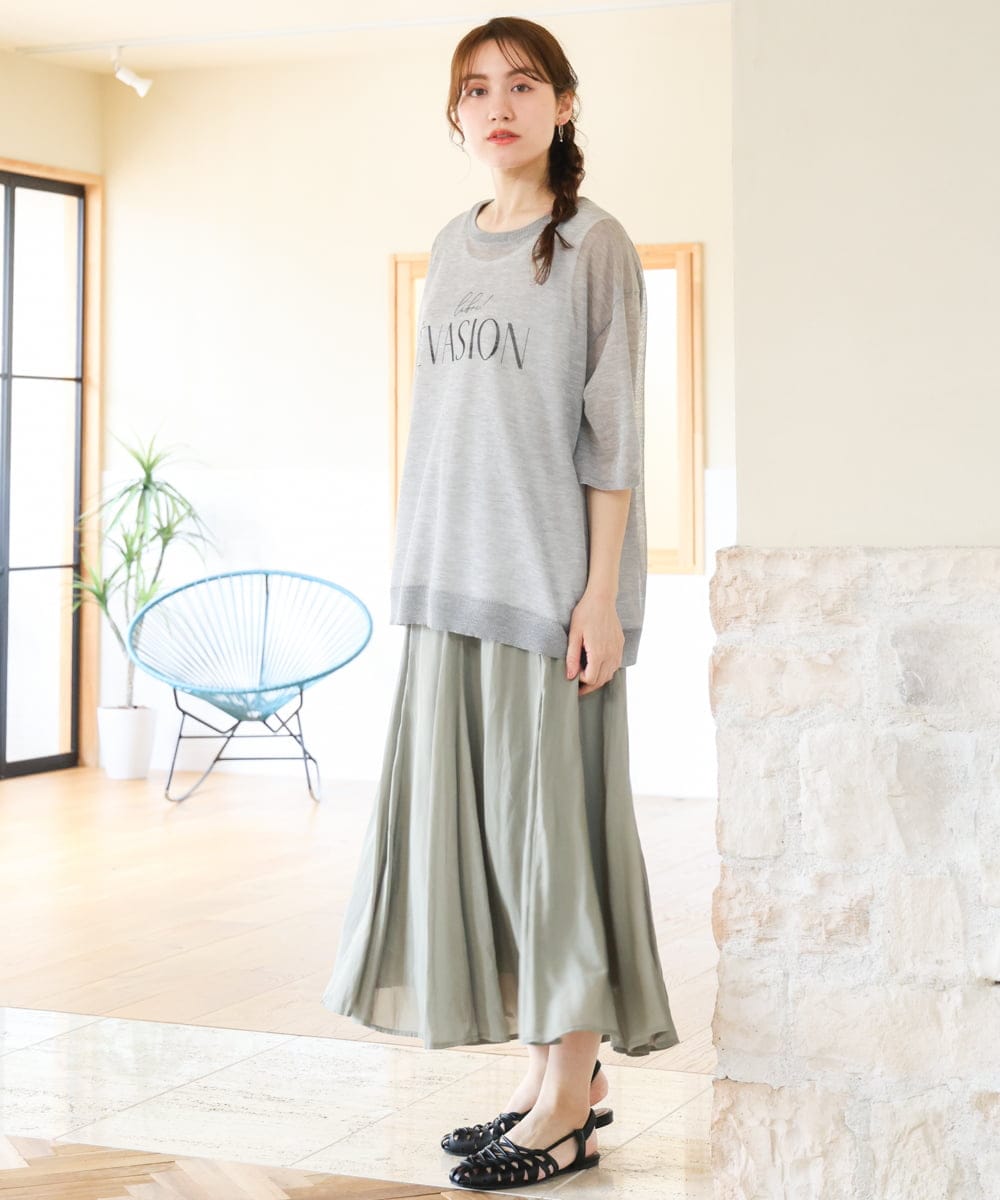 OLFHD07069 eur3(エウルキューブ) 【大きいサイズ/a.v.v×eur3】シア―ロゴプリントニット グレー