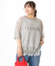 OLFHD07069 eur3(エウルキューブ) 【大きいサイズ/a.v.v×eur3】シア―ロゴプリントニット グレー