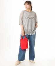 OLFHD07069 eur3(エウルキューブ) 【大きいサイズ/a.v.v×eur3】シア―ロゴプリントニット グレー