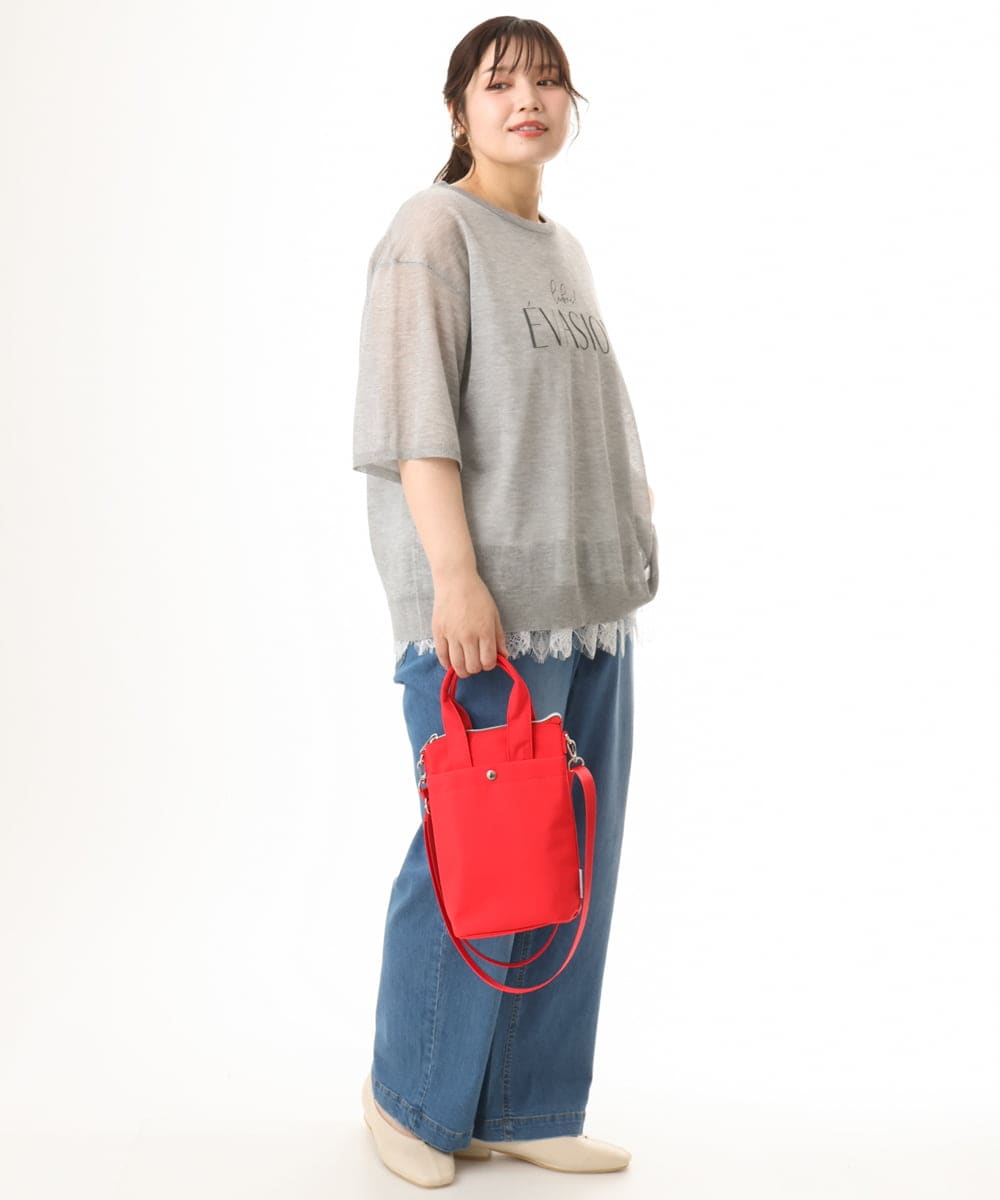 OLFHD07069 eur3(エウルキューブ) 【大きいサイズ/a.v.v×eur3】シア―ロゴプリントニット グレー