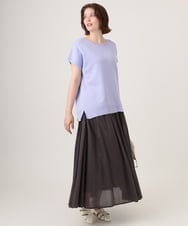 OLFID09079 eur3(エウルキューブ) 【大きいサイズ/接触冷感】サイドスリットサマーニット ラベンダー