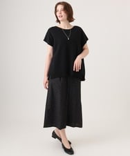 OLFID09079 eur3(エウルキューブ) 【大きいサイズ/接触冷感】サイドスリットサマーニット ブラック
