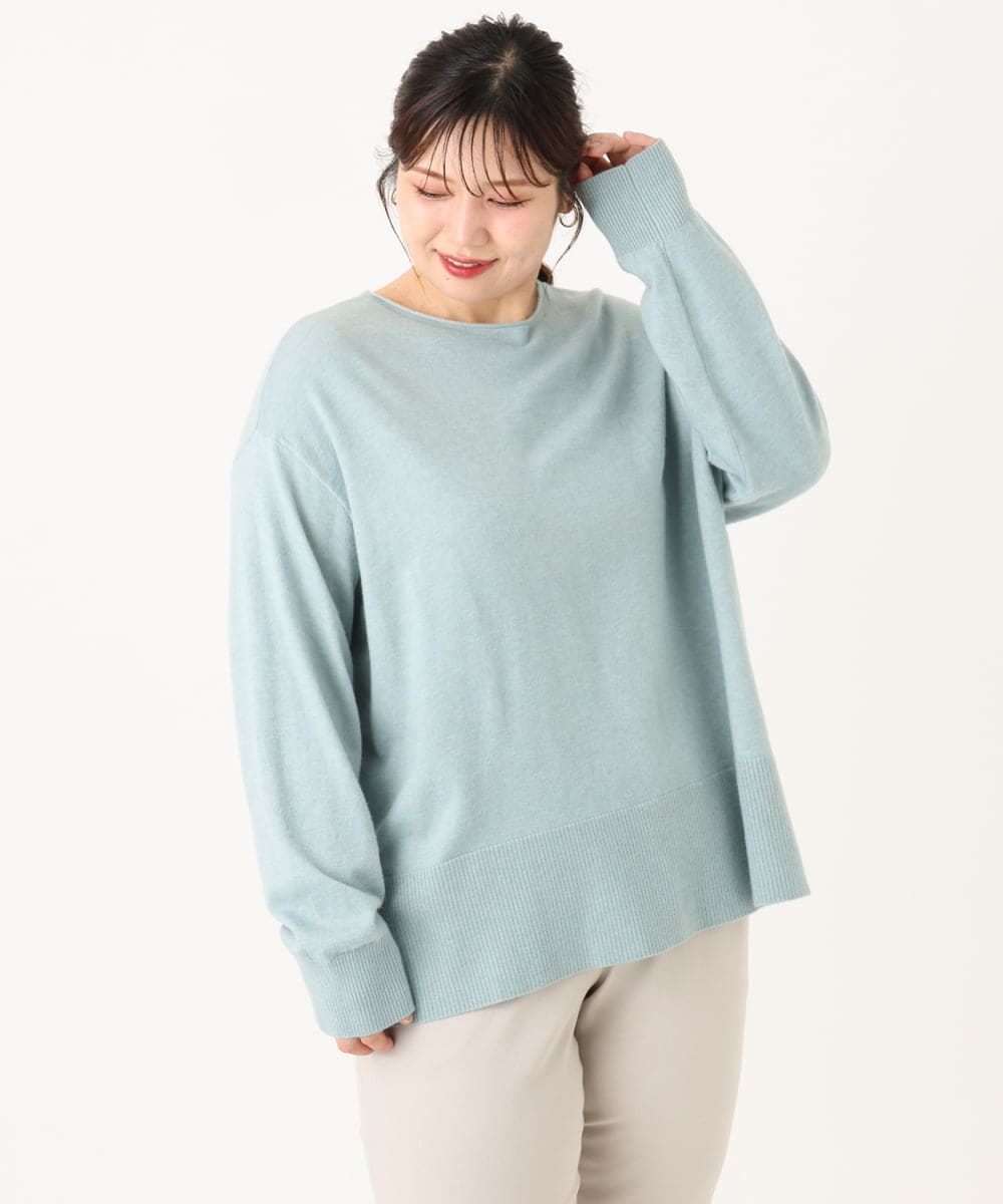 OLFLA07079 eur3(エウルキューブ) 【大きいサイズ】ボクシーシルエットニット ライトグリーン(30)