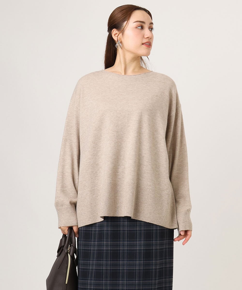 OLFLA07079 eur3(エウルキューブ) 【大きいサイズ】ボクシーシルエットニット ベージュ(82)（WEB限定カラー）