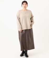 OLFLA07079 eur3(エウルキューブ) 【大きいサイズ】ボクシーシルエットニット ベージュ(82)（WEB限定カラー）