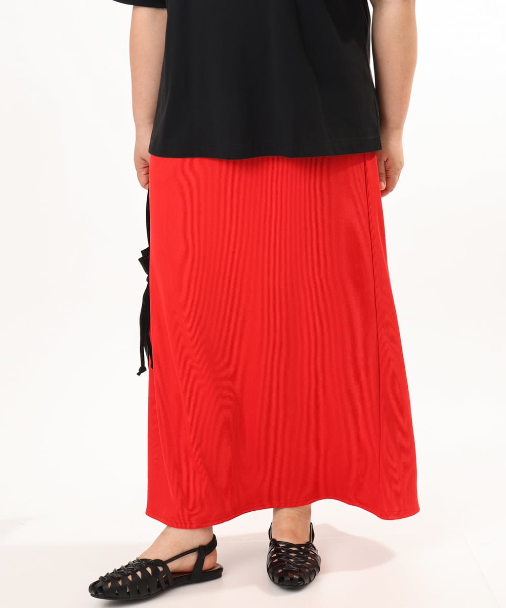 OLHGD10089 eur3(エウルキューブ) 【大きいサイズ】リブカットタイトスカート レッド