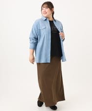 OLHGD10089 eur3(エウルキューブ) 【大きいサイズ】リブカットタイトスカート ダークブラウン