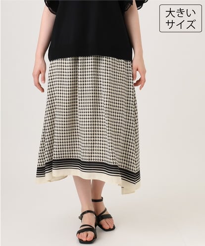 OLHID09119 eur3 【大きいサイズ】スカーフプリントイレヘムスカート