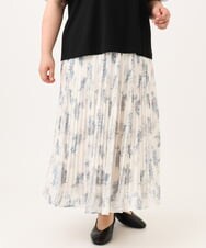 OLHID11089 eur3(エウルキューブ) 【大きいサイズ/a.v.v×eur3/洗える】フラワープリントランダムプリーツスカート ベージュ