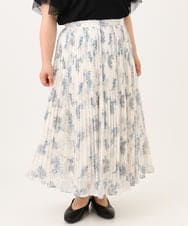 OLHID11089 eur3(エウルキューブ) 【大きいサイズ/a.v.v×eur3/洗える】フラワープリントランダムプリーツスカート ベージュ
