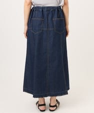 OLHJD03119 eur3(エウルキューブ) 【大きいサイズ/洗える】パネル切り替えデニムスカート ネイビー