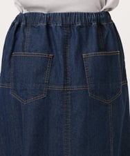 OLHJD03119 eur3(エウルキューブ) 【大きいサイズ/洗える】パネル切り替えデニムスカート ネイビー