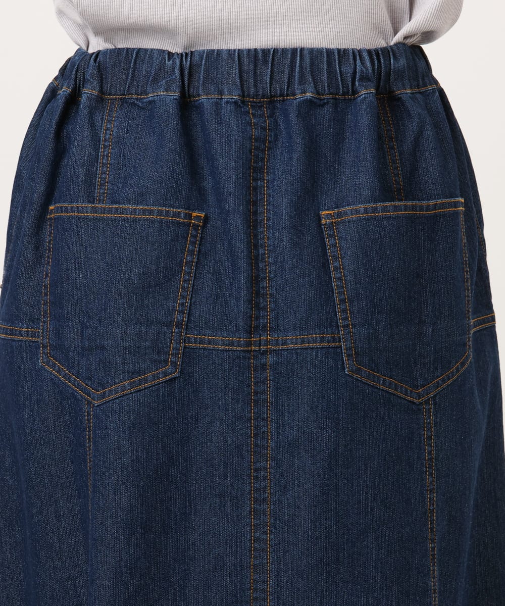 OLHJD03119 eur3(エウルキューブ) 【大きいサイズ/洗える】パネル切り替えデニムスカート ネイビー
