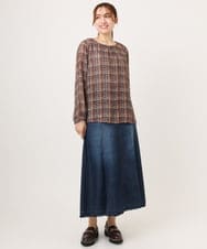 OLHJD03119 eur3(エウルキューブ) 【大きいサイズ/洗える】パネル切り替えデニムスカート ネイビー