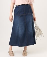 OLHJD03119 eur3(エウルキューブ) 【大きいサイズ/洗える】パネル切り替えデニムスカート ネイビー