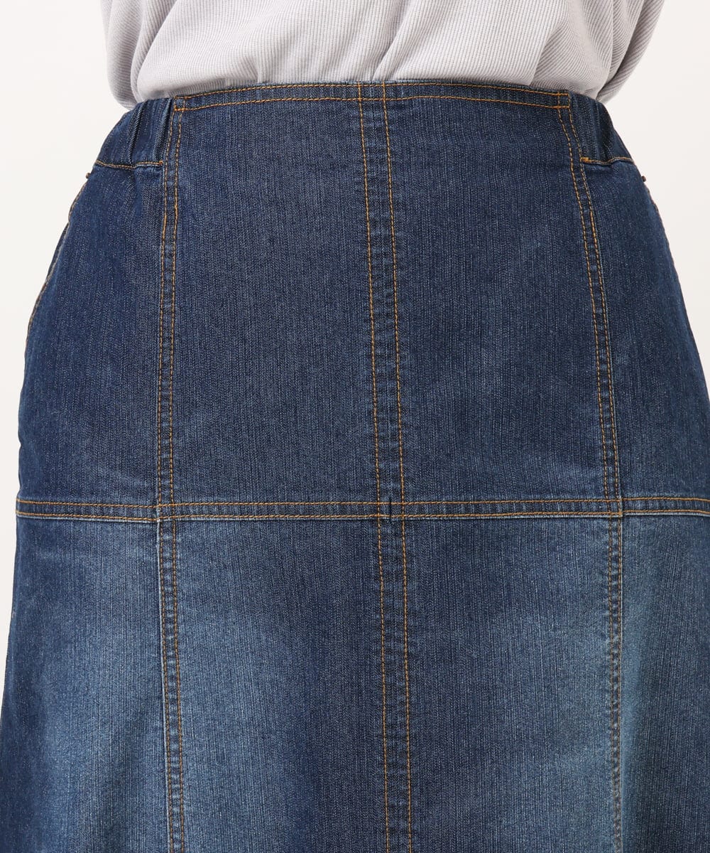 OLHJD03119 eur3(エウルキューブ) 【大きいサイズ/洗える】パネル切り替えデニムスカート ネイビー