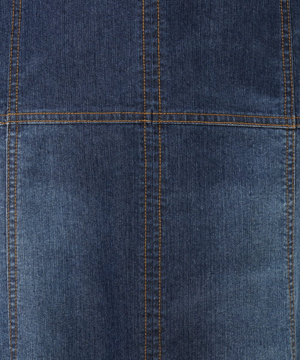 OLHJD03119 eur3(エウルキューブ) 【大きいサイズ/洗える】パネル切り替えデニムスカート ネイビー