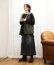 OLHJD03119 eur3(エウルキューブ) 【大きいサイズ/洗える】パネル切り替えデニムスカート ブラック