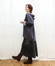 OLHJD03119 eur3(エウルキューブ) 【大きいサイズ/洗える】パネル切り替えデニムスカート ブラック