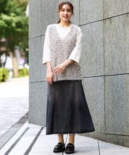OLHJD03119 eur3(エウルキューブ) 【大きいサイズ/洗える】パネル切り替えデニムスカート ブラック