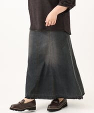 OLHJD03119 eur3(エウルキューブ) 【大きいサイズ/洗える】パネル切り替えデニムスカート ブラック