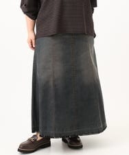 OLHJD03119 eur3(エウルキューブ) 【大きいサイズ/洗える】パネル切り替えデニムスカート ブラック