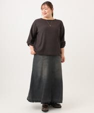 OLHJD03119 eur3(エウルキューブ) 【大きいサイズ/洗える】パネル切り替えデニムスカート ブラック
