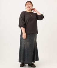 OLHJD03119 eur3(エウルキューブ) 【大きいサイズ/洗える】パネル切り替えデニムスカート ブラック