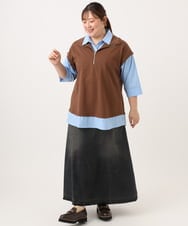 OLHJD03119 eur3(エウルキューブ) 【大きいサイズ/洗える】パネル切り替えデニムスカート ブラック