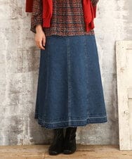 OLHKA04109 eur3(エウルキューブ) 【大きいサイズ】ストレッチデニムロングスカート ネイビー(57)