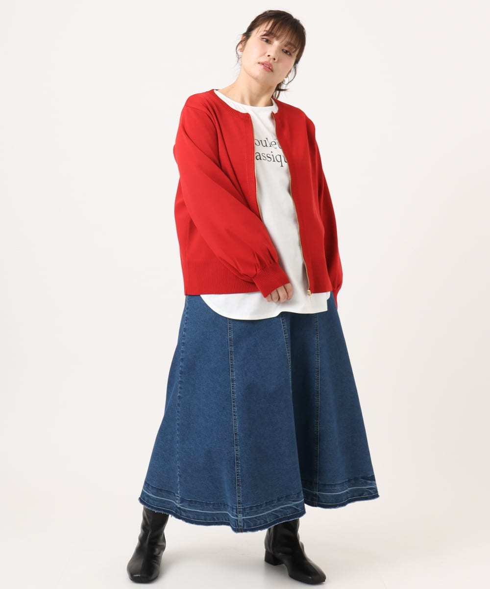 OLHKA04109 eur3(エウルキューブ) 【大きいサイズ】ストレッチデニムロングスカート ネイビー(57)