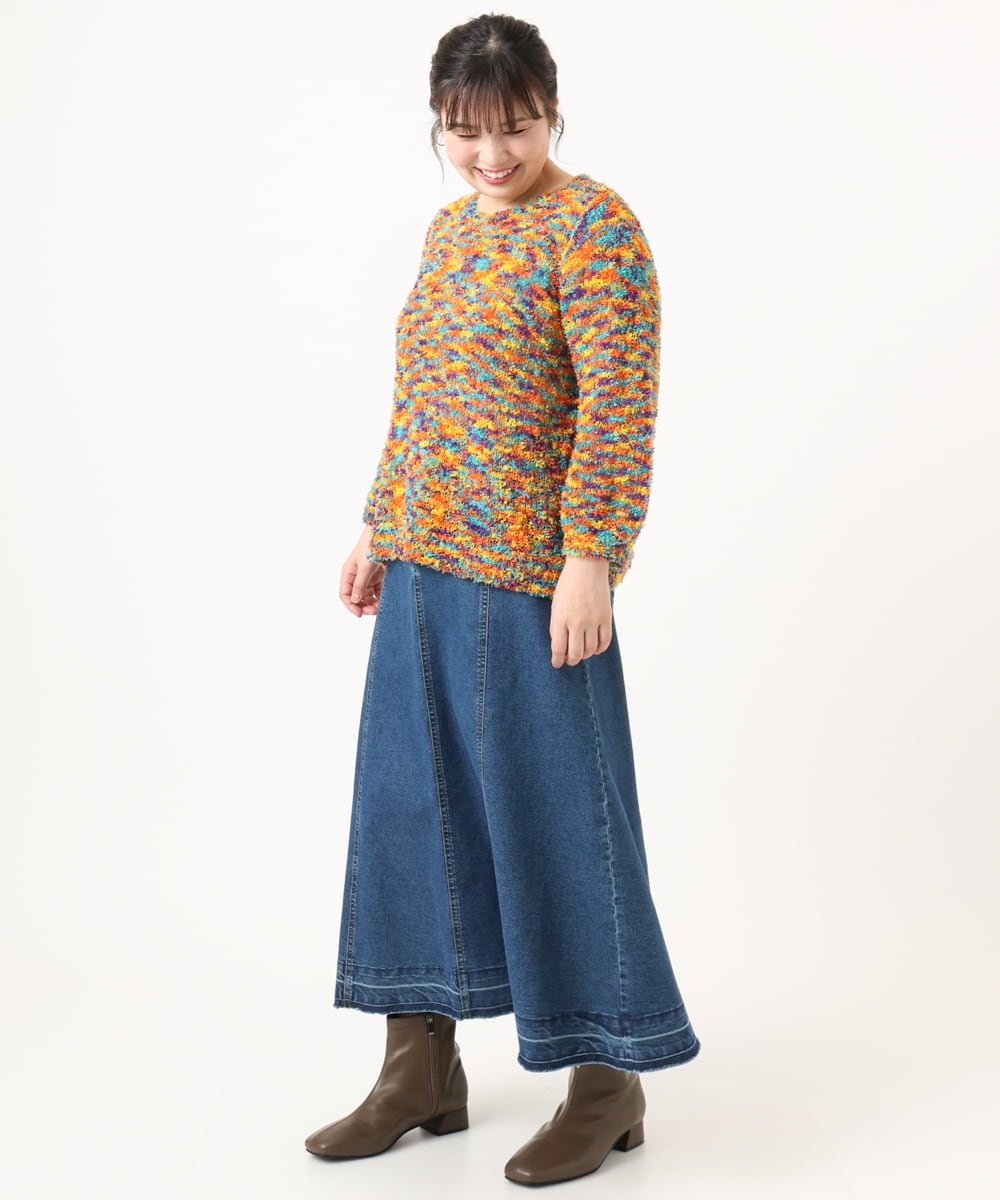 OLHKA04109 eur3(エウルキューブ) 【大きいサイズ】ストレッチデニムロングスカート ネイビー(57)
